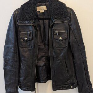 Michael Kors black leather jacket size medium
